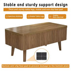 Table basse rectangulaire moderne 3 en 1 en bois cannelé GDFStudio Yuchen avec plateau relevable et rangement dissimulé