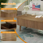 Table basse rectangulaire moderne 3 en 1 en bois cannelé GDFStudio Yuchen avec plateau relevable et rangement dissimulé