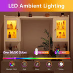 BALHAM TRADE – Coiffeuse avec miroir et ensemble avec armoires et tiroirs RGB 3 modes d'éclairage LED