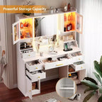 BALHAM TRADE – Coiffeuse avec miroir et ensemble avec armoires et tiroirs RGB 3 modes d'éclairage LED