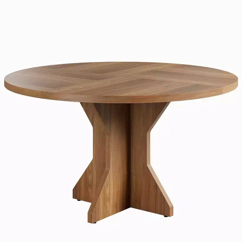 Table à manger ronde pour 4-6 personnes - Table de cuisine circulaire de 120 cm avec base sur pied solide, meubles de salle à manger pour petits espaces dans le salon
