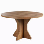 Table à manger ronde pour 4-6 personnes - Table de cuisine circulaire de 120 cm avec base sur pied solide, meubles de salle à manger pour petits espaces dans le salon