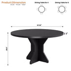 Table à manger ronde pour 4-6 personnes - Table de cuisine circulaire de 120 cm avec base sur pied solide, meubles de salle à manger pour petits espaces dans le salon