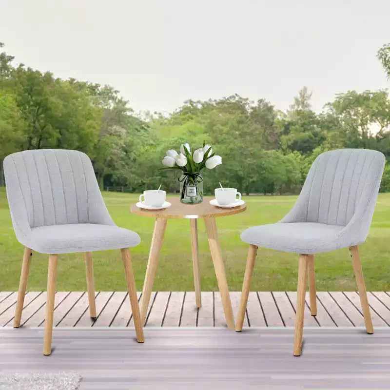 Lot de 2 chaises de salle à manger modernes rembourrées à dossier haut, chaises d'appoint en tissu avec pieds en bois, assise confortable pour cuisine, salle à manger