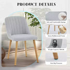 Lot de 2 chaises de salle à manger modernes rembourrées à dossier haut, chaises d'appoint en tissu avec pieds en bois, assise confortable pour cuisine, salle à manger