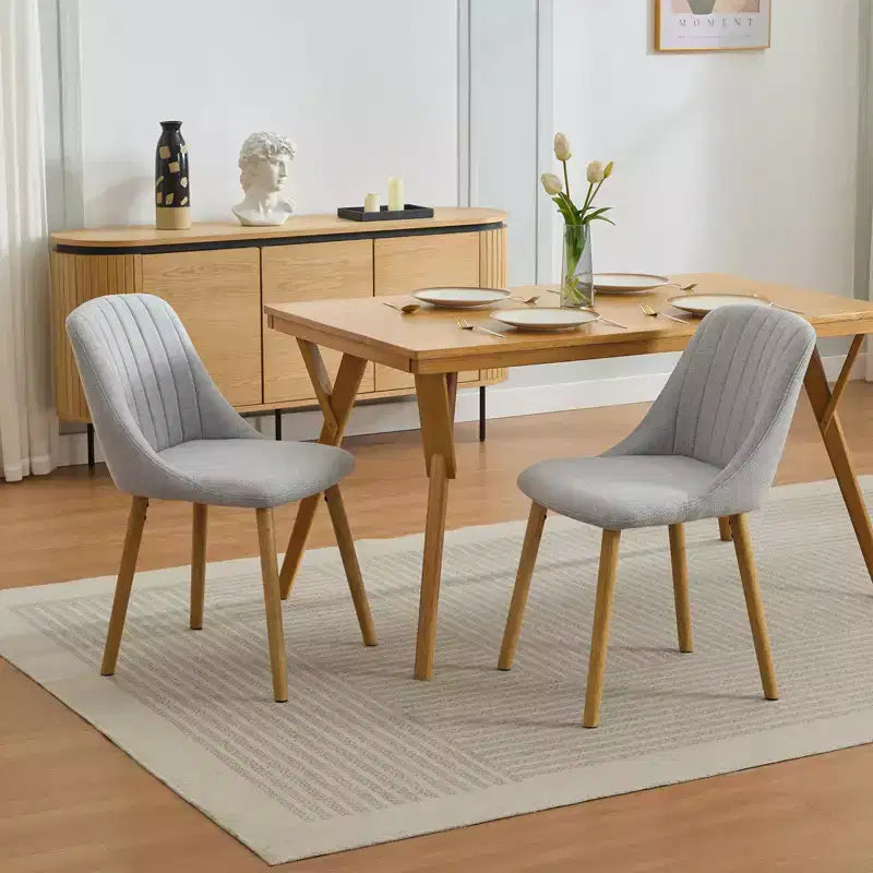 Lot de 2 chaises de salle à manger modernes rembourrées à dossier haut, chaises d'appoint en tissu avec pieds en bois, assise confortable pour cuisine, salle à manger