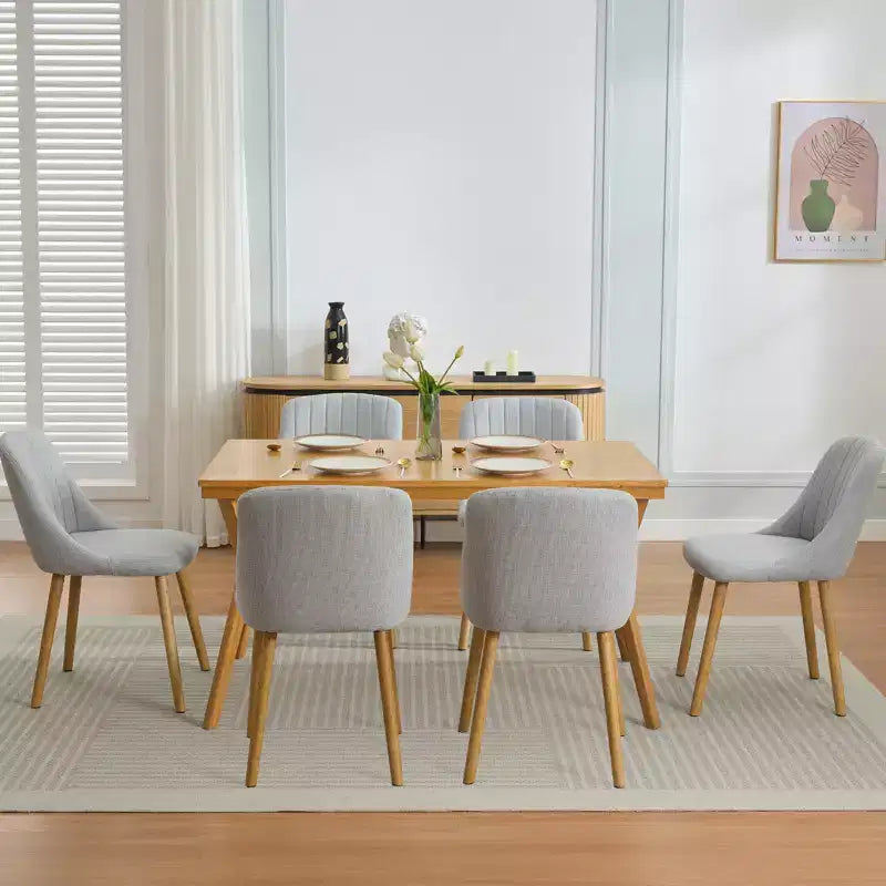 Lot de 2 chaises de salle à manger modernes rembourrées à dossier haut, chaises d'appoint en tissu avec pieds en bois, assise confortable pour cuisine, salle à manger