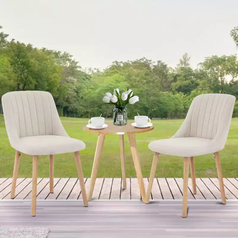 Lot de 2 chaises de salle à manger modernes rembourrées à dossier haut, chaises d'appoint en tissu avec pieds en bois, assise confortable pour cuisine, salle à manger