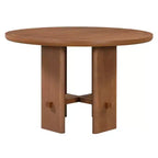 Table à manger ronde 5 pièces Whisen style ferme avec 4 chaises rembourrées en bois massif, ensemble pour 4 personnes