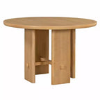 Table à manger ronde 5 pièces Whisen style ferme avec 4 chaises rembourrées en bois massif, ensemble pour 4 personnes