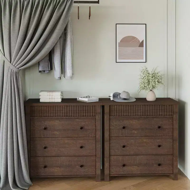 Commode de rangement moderne avec 5 tiroirs, armoire de rangement en bois pour chambre à coucher, chambre d'enfant, couloir, salon, chêne naturel 5 seaux