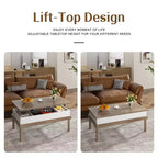 Table basse Celebalcony, table basse relevable avec compartiment de rangement, table de salle à manger relevable, pour salon, bureau et maison