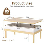 Table basse Celebalcony, table basse relevable avec compartiment de rangement, table de salle à manger relevable, pour salon, bureau et maison