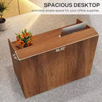 Comptoir d'accueil Lantine de 47 pouces avec comptoir, bureau d'accueil moderne avec passe-câbles pour hall d'entrée, salon de beauté, bureau à domicile, noyer