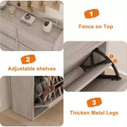 Meuble à chaussures avec 6 tiroirs à abattant, meuble à chaussures en bois avec étagère réglable, rangement à chaussures pour entrée, meuble à chaussures dissimulé pour couloir