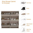 Meuble à chaussures avec 6 tiroirs à abattant, meuble à chaussures en bois avec étagère réglable, rangement à chaussures pour entrée, meuble à chaussures dissimulé pour couloir