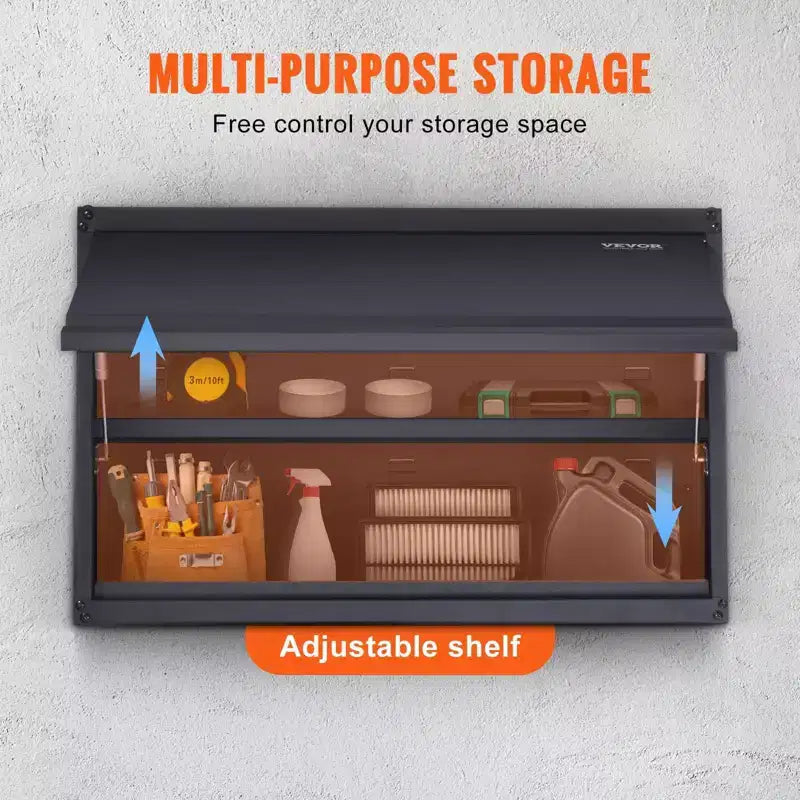 VIYET 20 Armoire de rangement murale en métal - Acier thermolaqué, étagère réglable, serrure à pression, 54 kg par étagère