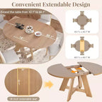 Ensemble table de salle à manger ronde extensible de style ferme pour 4, avec rallonge amovible et 4 chaises de salle à manger rembourrées
