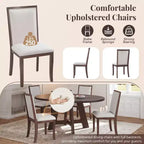Ensemble table de salle à manger ronde extensible de style ferme pour 4, avec rallonge amovible et 4 chaises de salle à manger rembourrées