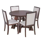 Ensemble table de salle à manger ronde extensible de style ferme pour 4, avec rallonge amovible et 4 chaises de salle à manger rembourrées