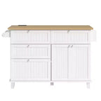 Table de cuisson de 53 po pour îlot de cuisine avec 2 places assises, ensemble de table de cuisson d'îlot de cuisine mobile avec rangement pour cuisine ou salle à manger - Panipeachy