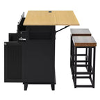 Table de cuisson de 53 po pour îlot de cuisine avec 2 places assises, ensemble de table de cuisson d'îlot de cuisine mobile avec rangement pour cuisine ou salle à manger - Panipeachy