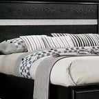 Lit Queen Royal Hampton, Tiroirs au Pied de Lit, Bois Noir avec Accents Pailletés