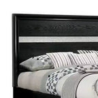 Lit Queen Royal Hampton, Tiroirs au Pied de Lit, Bois Noir avec Accents Pailletés