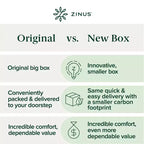 Matelas ZINUS en mousse à mémoire de forme au thé vert, 20 cm, une place, sans fibre de verre, fermeté moyenne, soulagement de la pression ciblé, mousses et tissus certifiés sans substances nocives