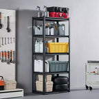 Étagères de rangement VEVOR, 907 kg, 5 niveaux, 45,7 P x 81,3 L x 182,9 H cm, étagères métalliques réglables noires pour garage, cellier, etc.