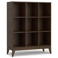 Pearson SOLID HARDWOOD 52 inch x 42 inch Mid Century Modern 9 Cube Storage in Walnut Brown