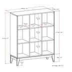 Meuble de rangement Pearson en BOIS MASSIF de style Mid-Century Moderne, 9 cubes, 52 pouces x 42 pouces, en noyer brun