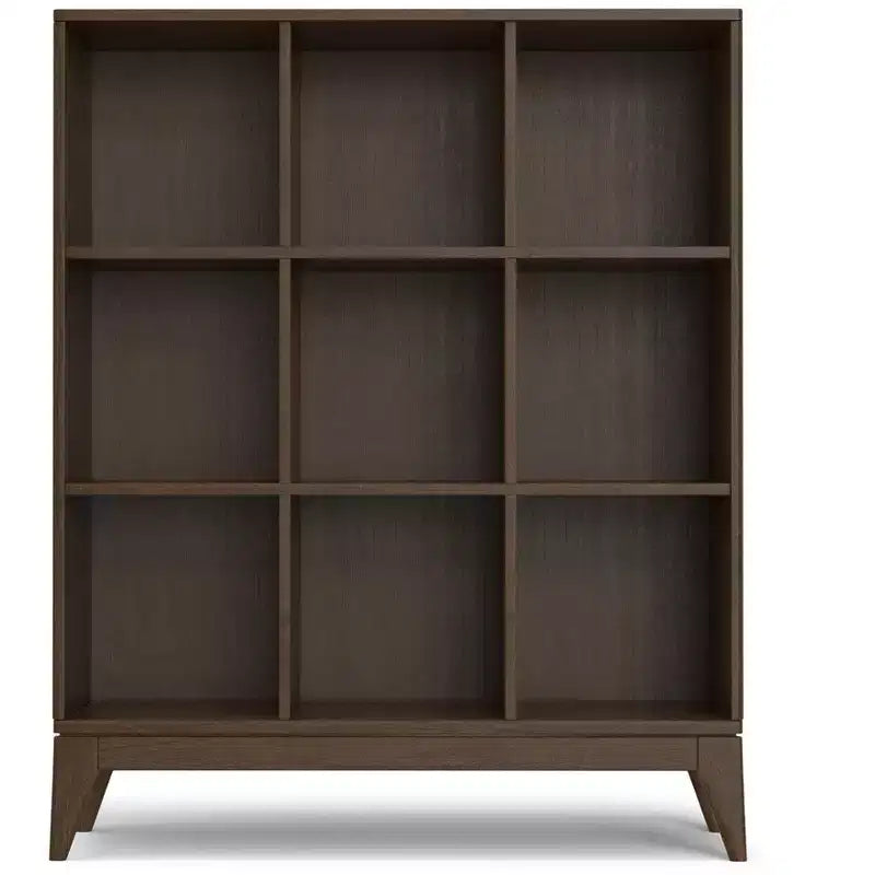 Meuble de rangement Pearson en BOIS MASSIF de style Mid-Century Moderne, 9 cubes, 52 pouces x 42 pouces, en noyer brun