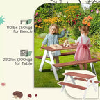 Etokfoks Ensemble table et bancs de pique-nique en bois pour enfants, pour jardin et extérieur, de 3 à 8 ans, 89 cm (L) x 79 cm (l) x 50 cm (H)