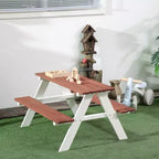 Etokfoks Ensemble table et bancs de pique-nique en bois pour enfants, pour jardin et extérieur, de 3 à 8 ans, 89 cm (L) x 79 cm (l) x 50 cm (H)