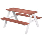 Etokfoks Ensemble table et bancs de pique-nique en bois pour enfants, pour jardin et extérieur, de 3 à 8 ans, 89 cm (L) x 79 cm (l) x 50 cm (H)