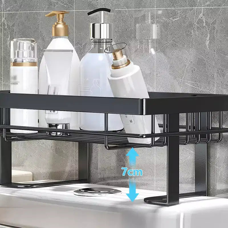Étagère de Rangement Au-dessus des Toilettes Sans Perçage, Organiseur de Salle de Bain Gain de Place avec Support en Acier Carbone à 12 Niveaux pour Derrière le Réservoir des Toilettes