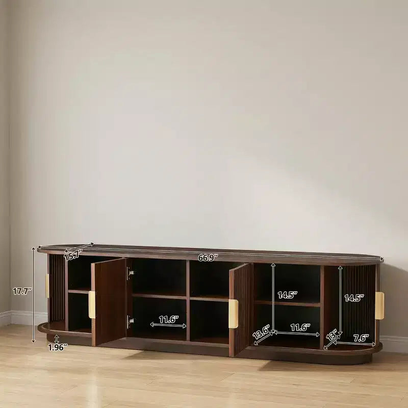 JVNOXK Meuble TV en bois de style rustique avec rangements à portes coulissantes, 167 cm, adapté aux télévisions de 75 pouces et moins ; idéal pour les salons, noyer
