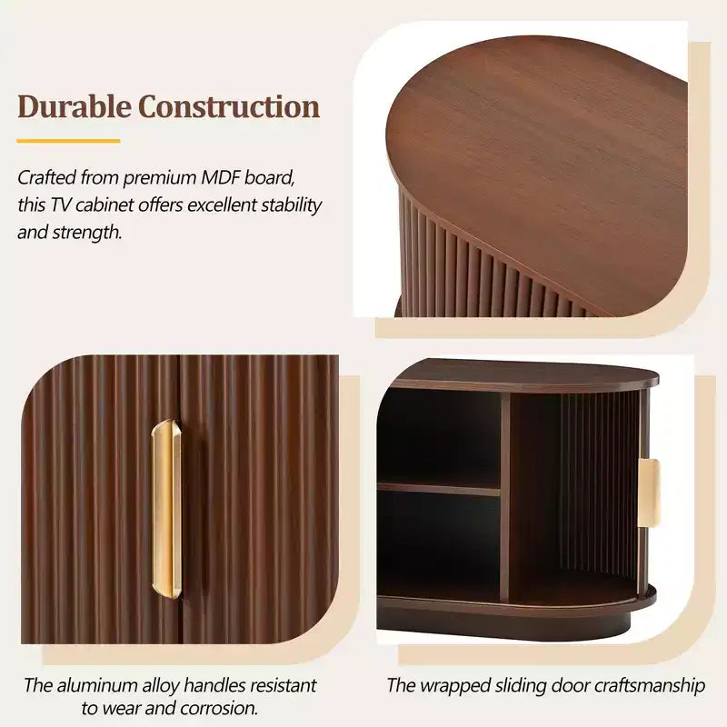 JVNOXK Meuble TV en bois de style rustique avec rangements à portes coulissantes, 167 cm, adapté aux télévisions de 75 pouces et moins ; idéal pour les salons, noyer