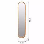 Miroir mural long et fin 47 x 9,5, miroir décoratif en bois d'hévéa en forme de capsule pour couloir, mur étroit - Panipeachy