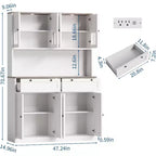 Meuble de rangement de cuisine 71, Meuble de cuisine autoportant avec 2 tiroirs et support micro-ondes, Meuble de bar à café en bois pour salon cuisine