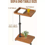 Table d'appoint en C, plateau TV pivotant à 360°, hauteur réglable (18-24 po), lot de 1. Parfait pour les petits espaces et les canapés.