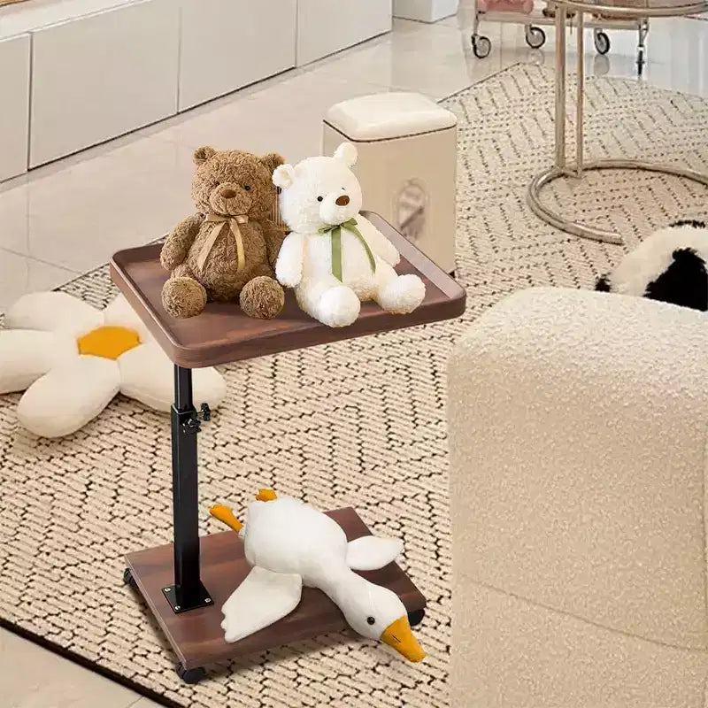 Table d'appoint en C, plateau TV pivotant à 360°, hauteur réglable (18-24 po), lot de 1. Parfait pour les petits espaces et les canapés.