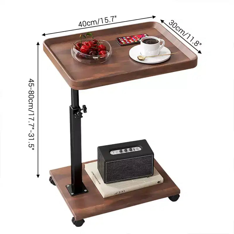 Table d'appoint en C, plateau TV pivotant à 360°, hauteur réglable (18-24 po), lot de 1. Parfait pour les petits espaces et les canapés.