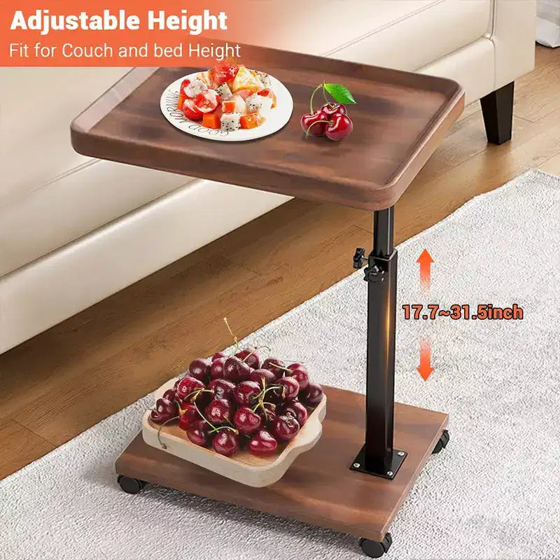 Table d'appoint en C, plateau TV pivotant à 360°, hauteur réglable (18-24 po), lot de 1. Parfait pour les petits espaces et les canapés.