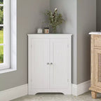 JVNOXK Meuble d'angle compact autoportant avec deux portes et étagères réglables, unité indépendante convenant aux salles de bains et aux cuisines, blanc