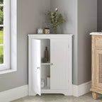 JVNOXK Meuble d'angle compact autoportant avec deux portes et étagères réglables, unité indépendante convenant aux salles de bains et aux cuisines, blanc