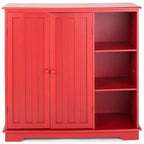 The Lakeside Collection Beadboard Wooden Cabinet with 3 Storage Shelves and Cupboard -