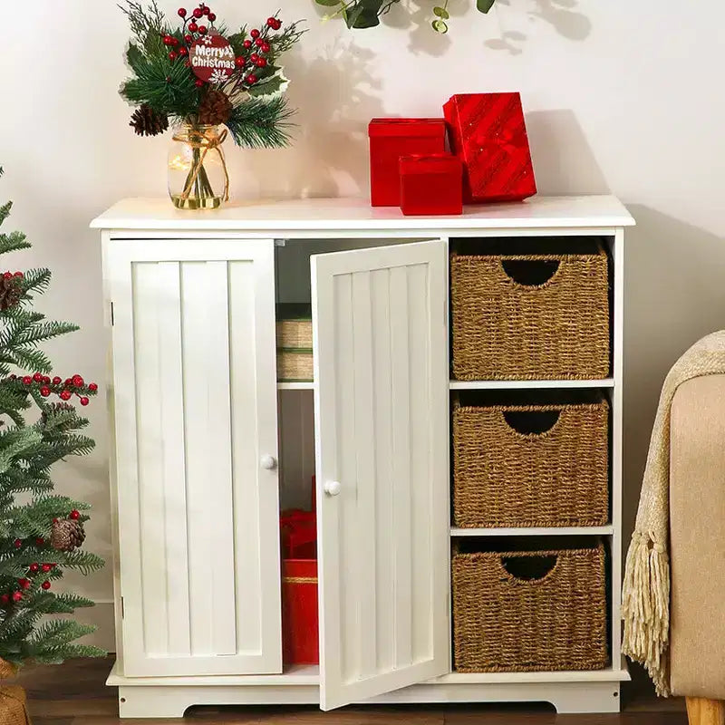 Meuble en bois Lakeside Collection Beadboard avec 3 étagères de rangement et placard -