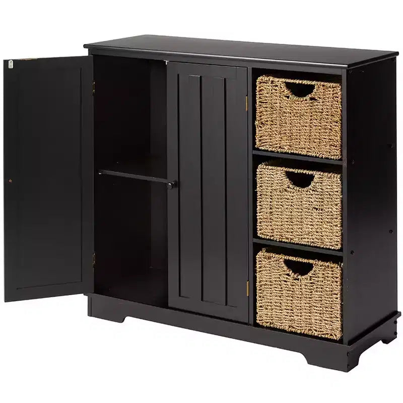 Meuble en bois Lakeside Collection Beadboard avec 3 étagères de rangement et placard -